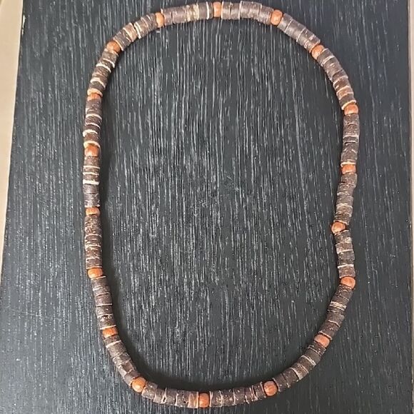 Vintage Vibe Brown Orange Necklace Beads Jeweley Choker Y2k Distressed Unisex - Picture 1 of 11